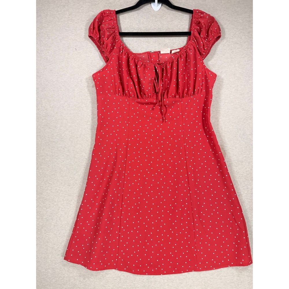 Levi's Mini Dress Women Medium Red Excellent Polka Dot Sweetheart Cap Sleeve